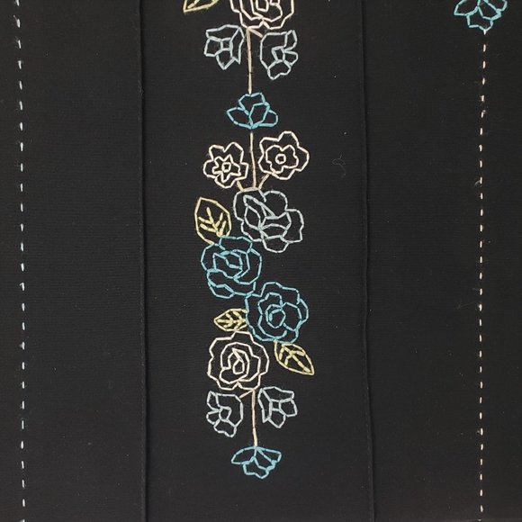 Ann Taylor Loft Black Embroidery Pencil Skirt 4 - Picture 3 of 8